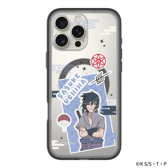 スリムプロテクションプレミアムケース with MagSafe［ NARUTO -ナルト- 疾風伝 - ステッカー - うちはサスケ ］