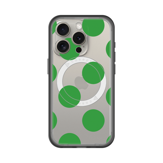 スリムプロテクションプレミアムケース with MagSafe［ シンプルドット - Green ］