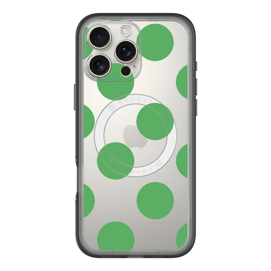 スリムプロテクションプレミアムケース with MagSafe［ シンプルドット - Green ］