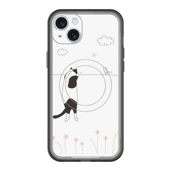 スリムプロテクションプレミアムケース with MagSafe［ 夢中に覗く三毛ねこ ］