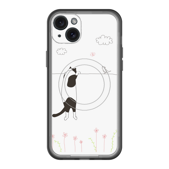 スリムプロテクションプレミアムケース with MagSafe［ 夢中に覗く三毛ねこ ］