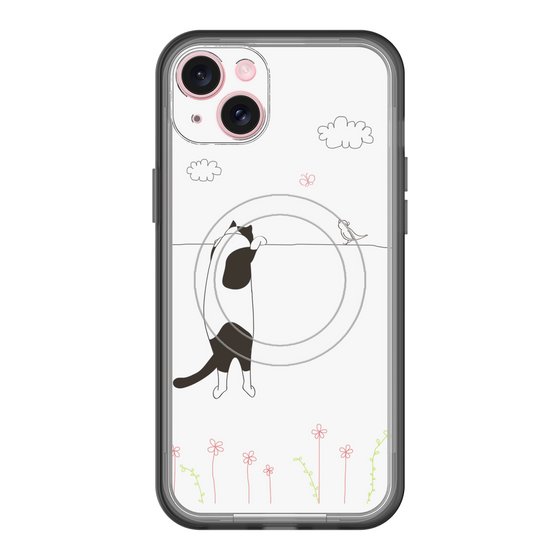 スリムプロテクションプレミアムケース with MagSafe［ 夢中に覗く三毛ねこ ］