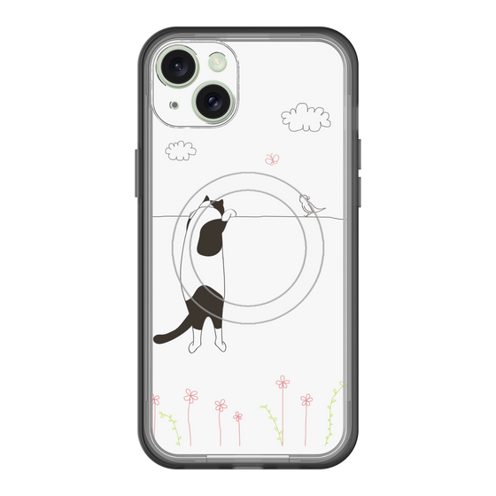 スリムプロテクションプレミアムケース with MagSafe［ 夢中に覗く三毛ねこ ］