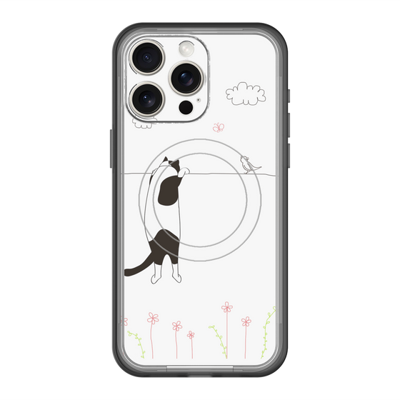スリムプロテクションプレミアムケース with MagSafe［ 夢中に覗く三毛ねこ ］