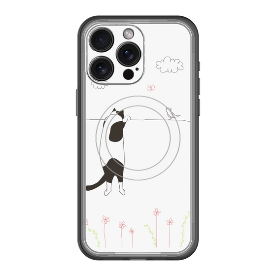 スリムプロテクションプレミアムケース with MagSafe［ 夢中に覗く三毛ねこ ］