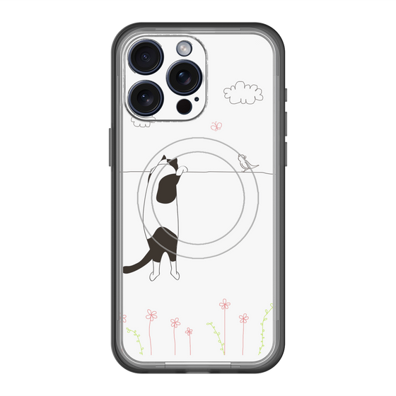 スリムプロテクションプレミアムケース with MagSafe［ 夢中に覗く三毛ねこ ］