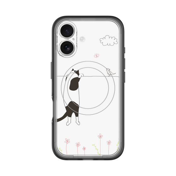 スリムプロテクションプレミアムケース with MagSafe［ 夢中に覗く三毛ねこ ］
