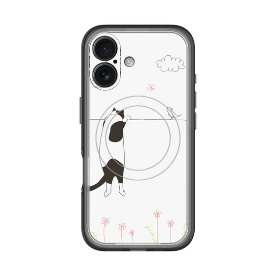スリムプロテクションプレミアムケース with MagSafe［ 夢中に覗く三毛ねこ ］