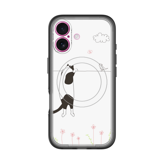 スリムプロテクションプレミアムケース with MagSafe［ 夢中に覗く三毛ねこ ］
