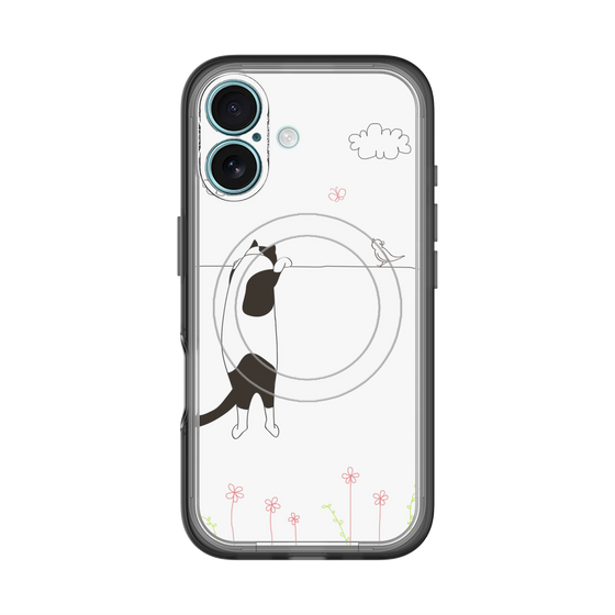 スリムプロテクションプレミアムケース with MagSafe［ 夢中に覗く三毛ねこ ］
