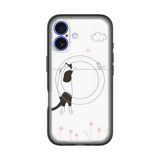スリムプロテクションプレミアムケース with MagSafe［ 夢中に覗く三毛ねこ ］