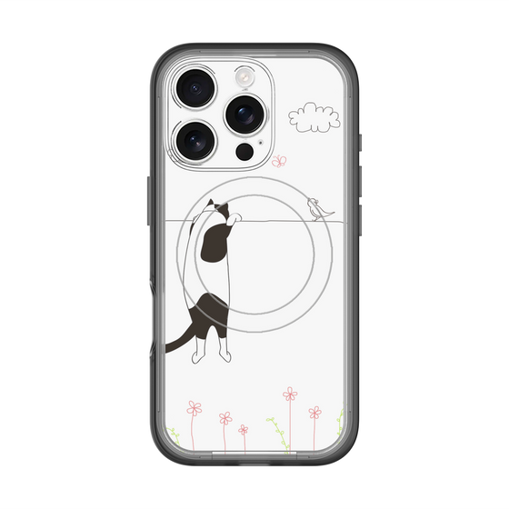 スリムプロテクションプレミアムケース with MagSafe［ 夢中に覗く三毛ねこ ］