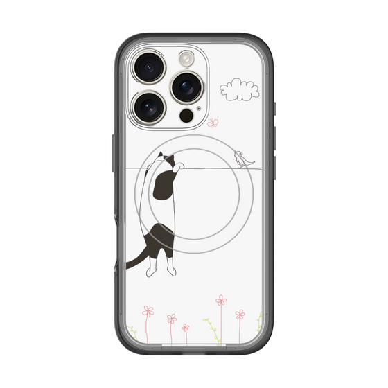 スリムプロテクションプレミアムケース with MagSafe［ 夢中に覗く三毛ねこ ］