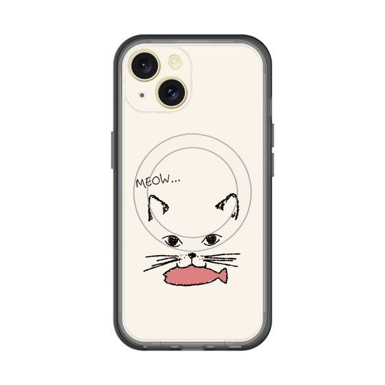 スリムプロテクションプレミアムケース with MagSafe［ 食いしん坊なねこ - White ］