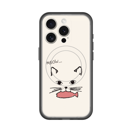 スリムプロテクションプレミアムケース with MagSafe［ 食いしん坊なねこ - White ］