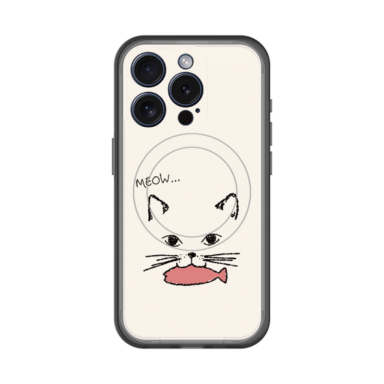 スリムプロテクションプレミアムケース with MagSafe［ 食いしん坊なねこ - White ］