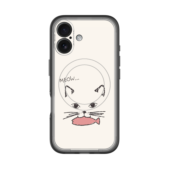 スリムプロテクションプレミアムケース with MagSafe［ 食いしん坊なねこ - White ］
