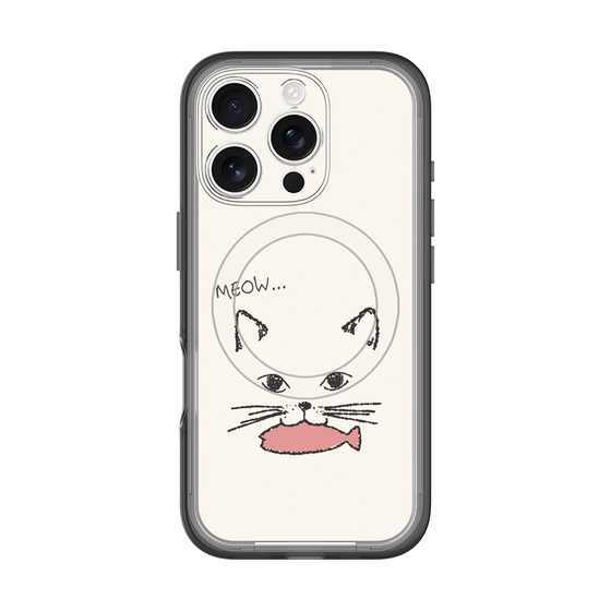 スリムプロテクションプレミアムケース with MagSafe［ 食いしん坊なねこ - White ］