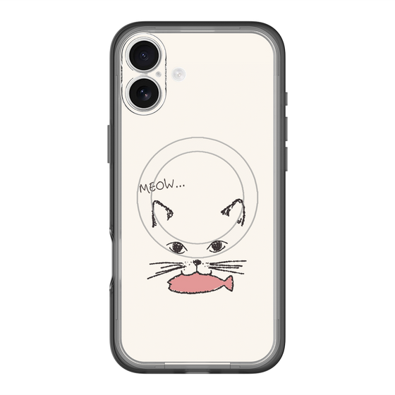 スリムプロテクションプレミアムケース with MagSafe［ 食いしん坊なねこ - White ］