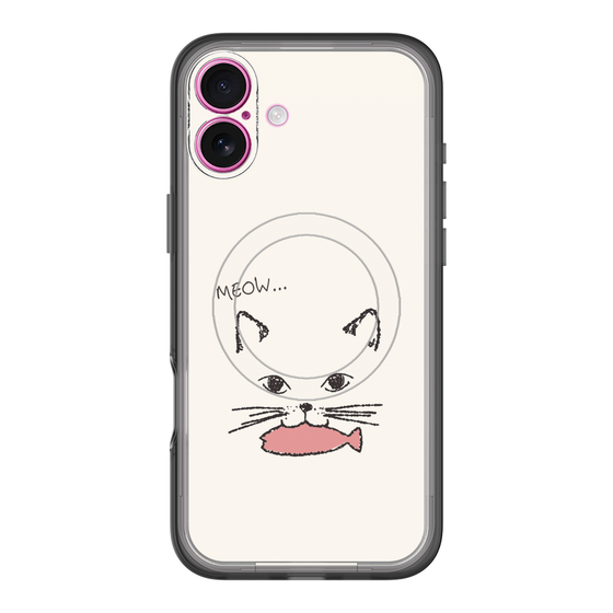 スリムプロテクションプレミアムケース with MagSafe［ 食いしん坊なねこ - White ］