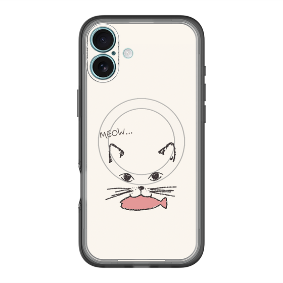 スリムプロテクションプレミアムケース with MagSafe［ 食いしん坊なねこ - White ］