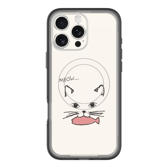 スリムプロテクションプレミアムケース with MagSafe［ 食いしん坊なねこ - White ］