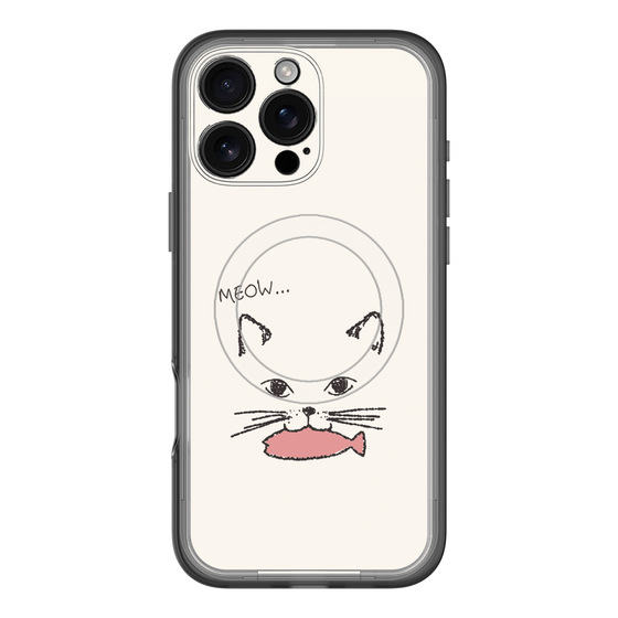 スリムプロテクションプレミアムケース with MagSafe［ 食いしん坊なねこ - White ］