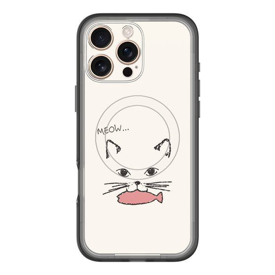 スリムプロテクションプレミアムケース with MagSafe［ 食いしん坊なねこ - White ］
