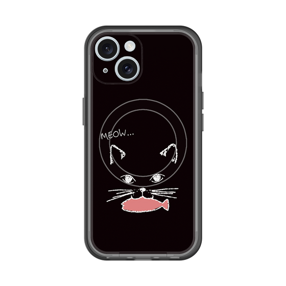 スリムプロテクションプレミアムケース with MagSafe［ 食いしん坊なねこ - Black ］