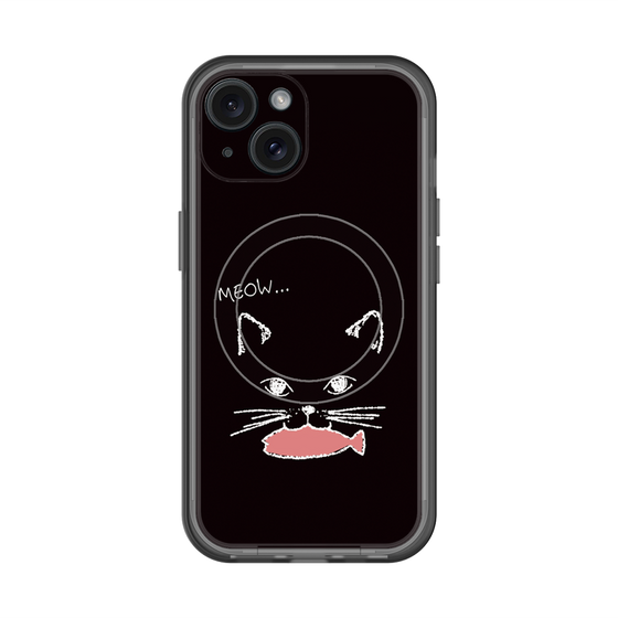 スリムプロテクションプレミアムケース with MagSafe［ 食いしん坊なねこ - Black ］