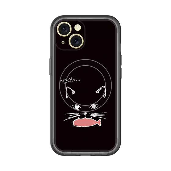 スリムプロテクションプレミアムケース with MagSafe［ 食いしん坊なねこ - Black ］
