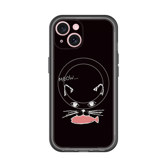 スリムプロテクションプレミアムケース with MagSafe［ 食いしん坊なねこ - Black ］