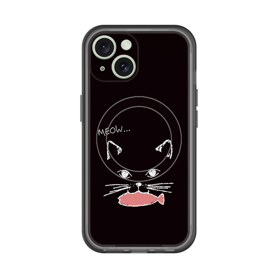 スリムプロテクションプレミアムケース with MagSafe［ 食いしん坊なねこ - Black ］