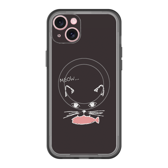 スリムプロテクションプレミアムケース with MagSafe［ 食いしん坊なねこ - Black ］