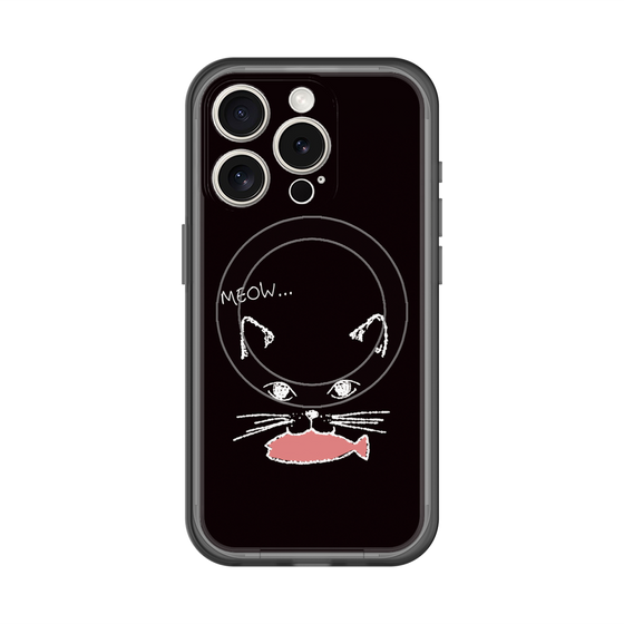 スリムプロテクションプレミアムケース with MagSafe［ 食いしん坊なねこ - Black ］