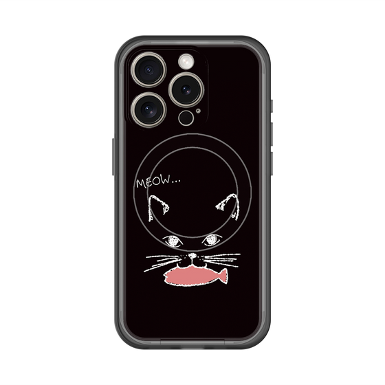 スリムプロテクションプレミアムケース with MagSafe［ 食いしん坊なねこ - Black ］
