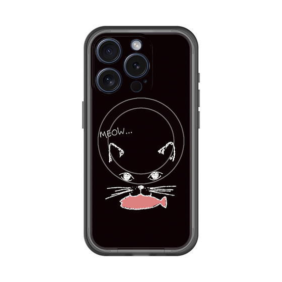 スリムプロテクションプレミアムケース with MagSafe［ 食いしん坊なねこ - Black ］