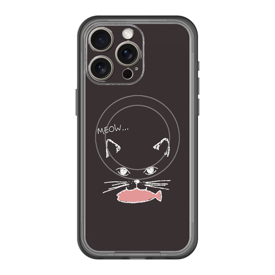 スリムプロテクションプレミアムケース with MagSafe［ 食いしん坊なねこ - Black ］