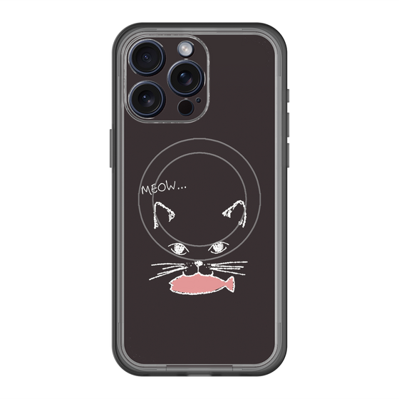 スリムプロテクションプレミアムケース with MagSafe［ 食いしん坊なねこ - Black ］