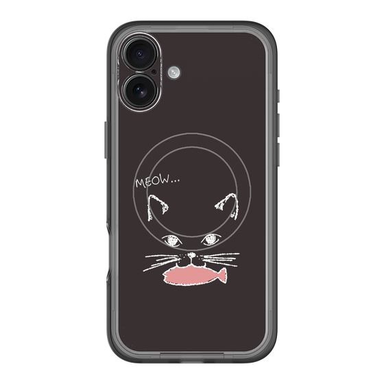 スリムプロテクションプレミアムケース with MagSafe［ 食いしん坊なねこ - Black ］