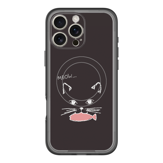 スリムプロテクションプレミアムケース with MagSafe［ 食いしん坊なねこ - Black ］