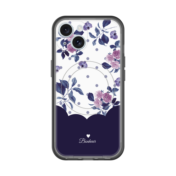 スリムプロテクションプレミアムケース with MagSafe［ ツインドットフラワー - Navy ］