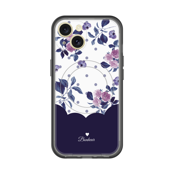 スリムプロテクションプレミアムケース with MagSafe［ ツインドットフラワー - Navy ］