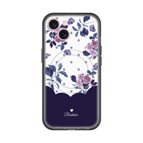 スリムプロテクションプレミアムケース with MagSafe［ ツインドットフラワー - Navy ］