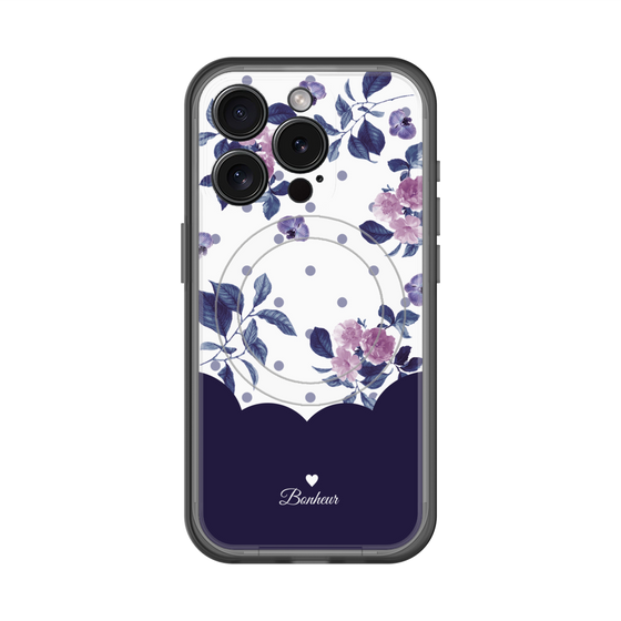 スリムプロテクションプレミアムケース with MagSafe［ ツインドットフラワー - Navy ］