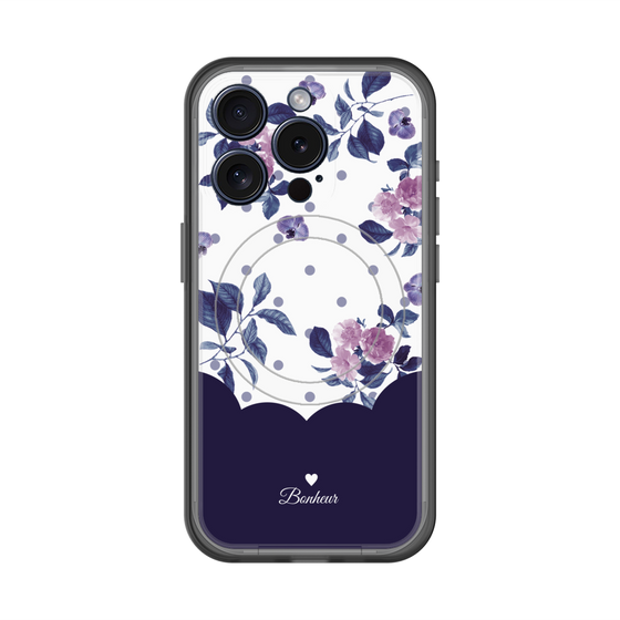 スリムプロテクションプレミアムケース with MagSafe［ ツインドットフラワー - Navy ］