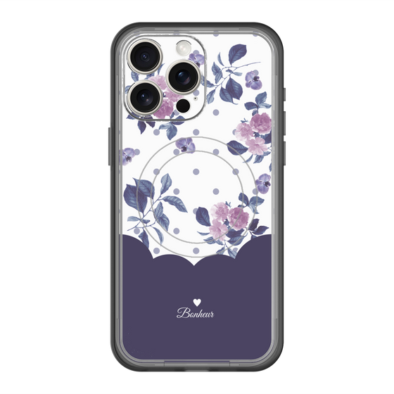 スリムプロテクションプレミアムケース with MagSafe［ ツインドットフラワー - Navy ］