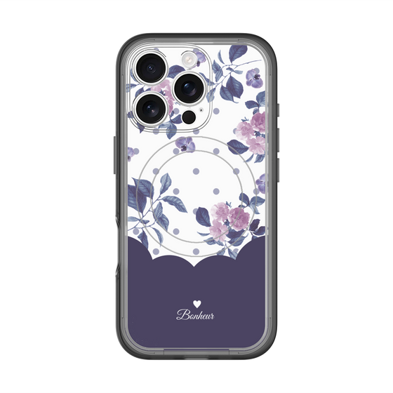 スリムプロテクションプレミアムケース with MagSafe［ ツインドットフラワー - Navy ］