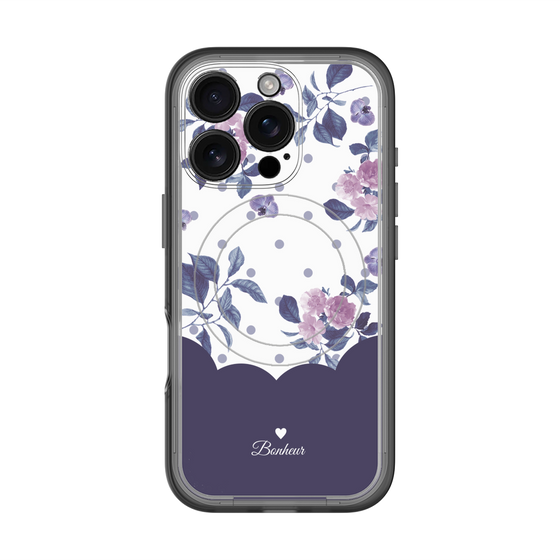スリムプロテクションプレミアムケース with MagSafe［ ツインドットフラワー - Navy ］