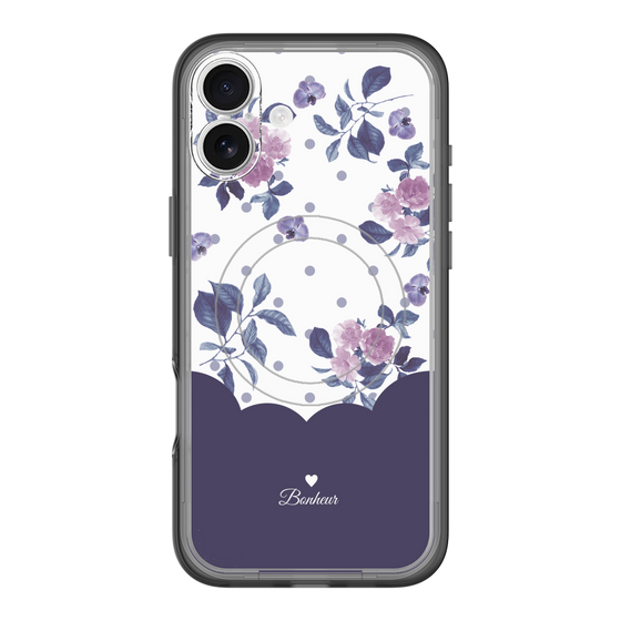 スリムプロテクションプレミアムケース with MagSafe［ ツインドットフラワー - Navy ］